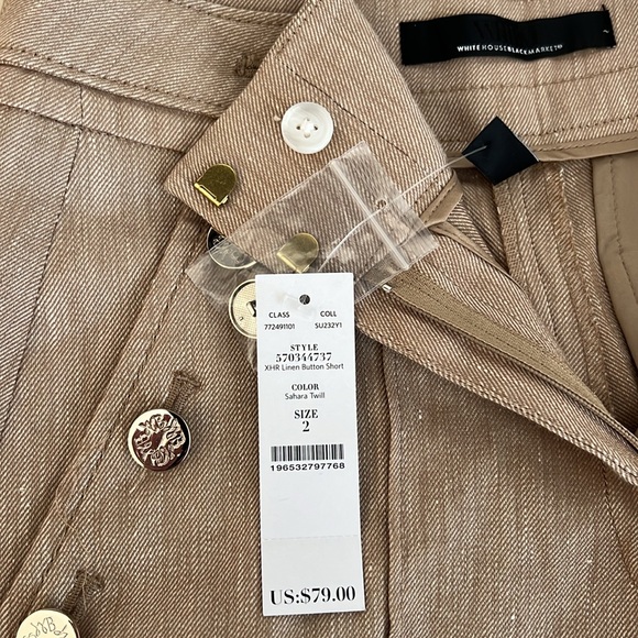 White House Black Market Tan Button-Detail Shorts - Picture 3 of 5
